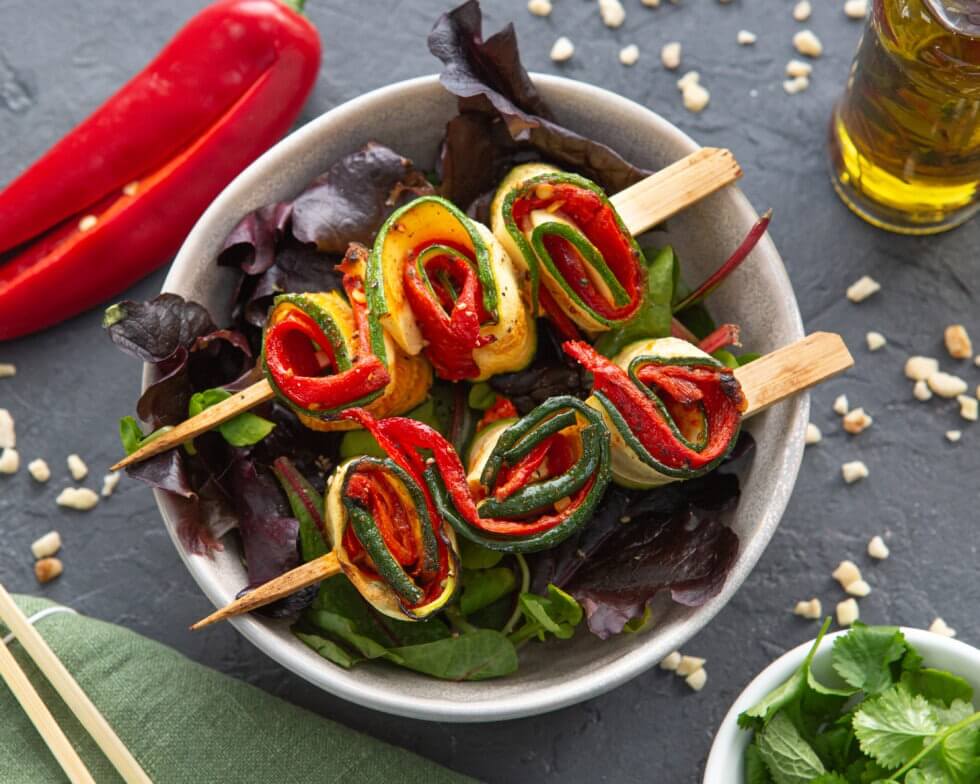 Air Fryer Courgette Kebabs by Clare Andrews